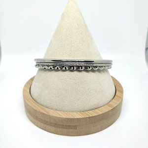 Silver Tone Stacking Bangle Bracelets Set of 3 Textured Smooth Twisted Simple